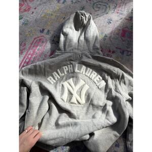 New York Yankees Polo Ralph Lauren Vintage Fleece Hoodie - Heather Gray